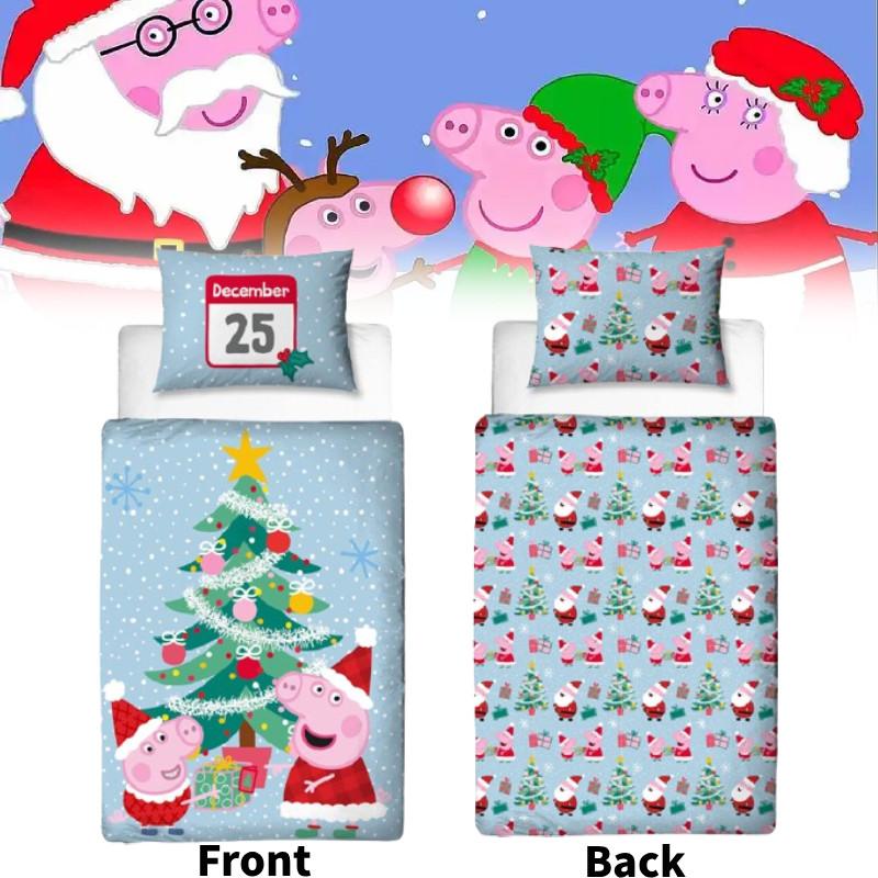 Peppa Pig Weihnachtliches Festdruck Bettwäscheset für Kinderzimmerdeko