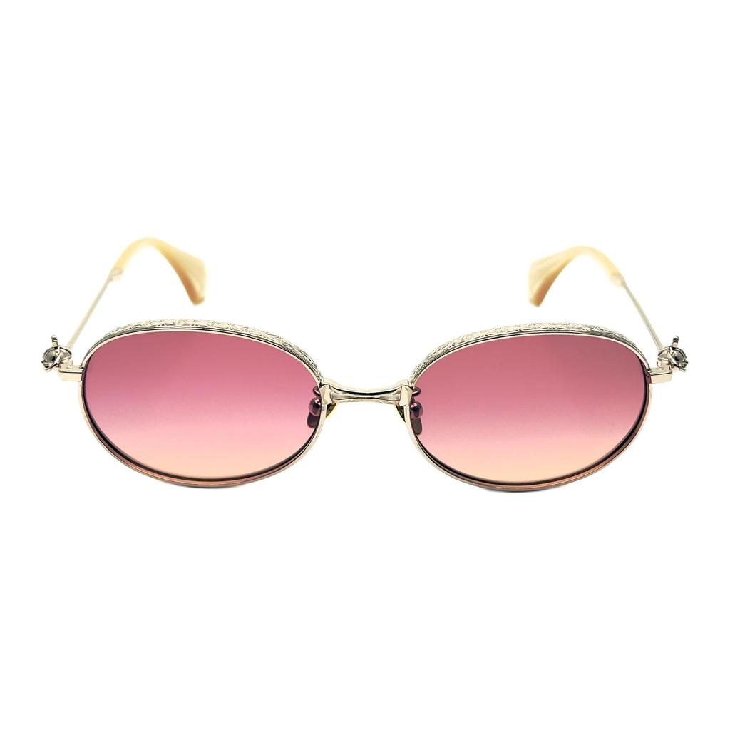 Vivienne Westwood Mirror Leg Hollow Logo Design Metal Round Sunglasses Unisex sunglasses Gold VW7022-1-457