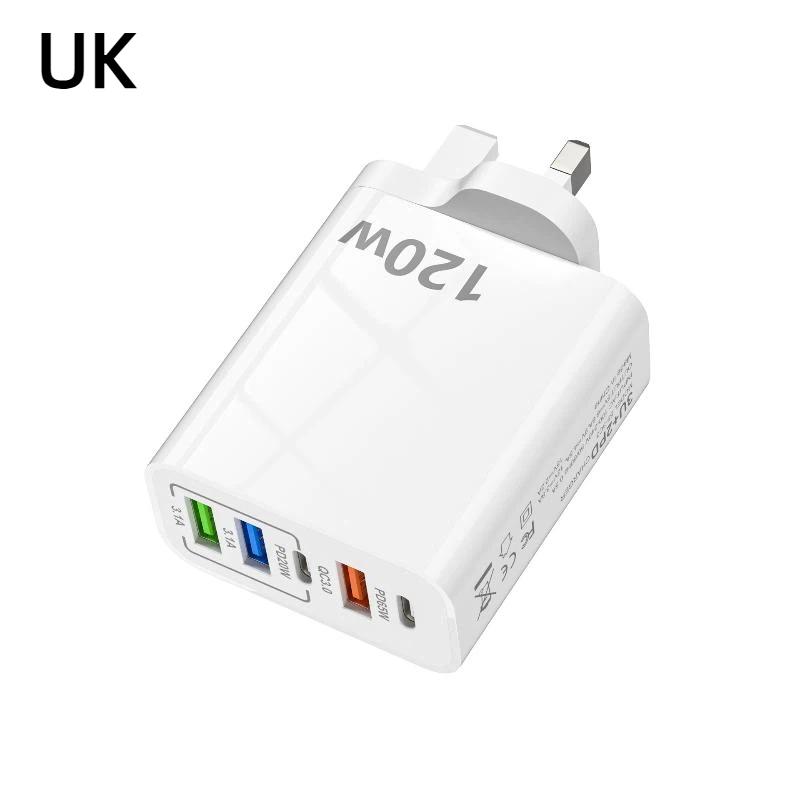 120W Fast Wall Charger With 3 Usb Qc30 Ports 2 Pd Fast Charging Ports For Travel Home Office Charging Phones Tablets Laptops