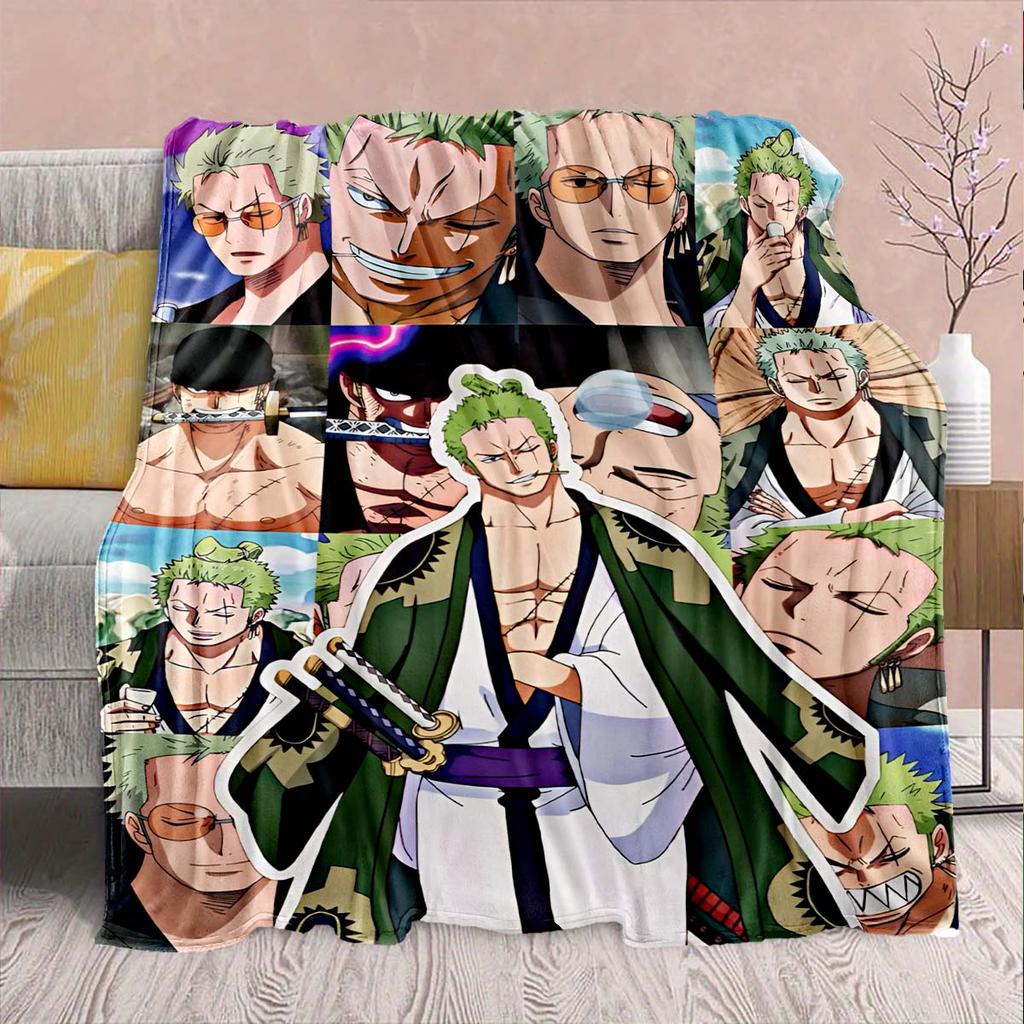 One Piece Anime Flannel Blanket - Soft Warm Perfect for Sofa, Bedding Camping Travel Office Home Decor -QJY