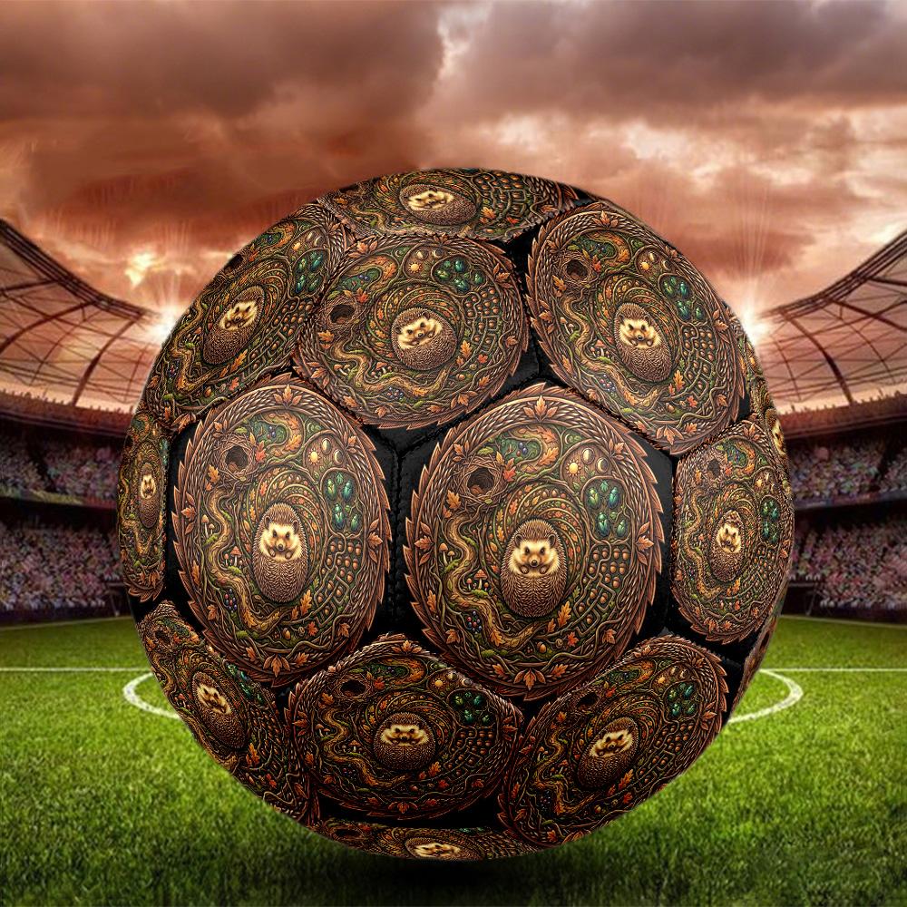 Forest Hedgehog Mandala Round Football Size 5 Adult Ball Suitable for Training Matches and Outdoor Team.