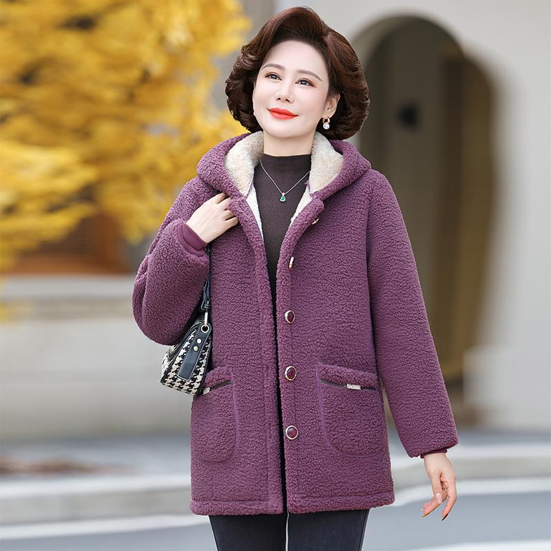 

Зимняя женская толстая теплая хлопковая куртка, осенний кардиган, шерстяной свитер, большой размер, шерстяные повседневные топы L фиолетовый