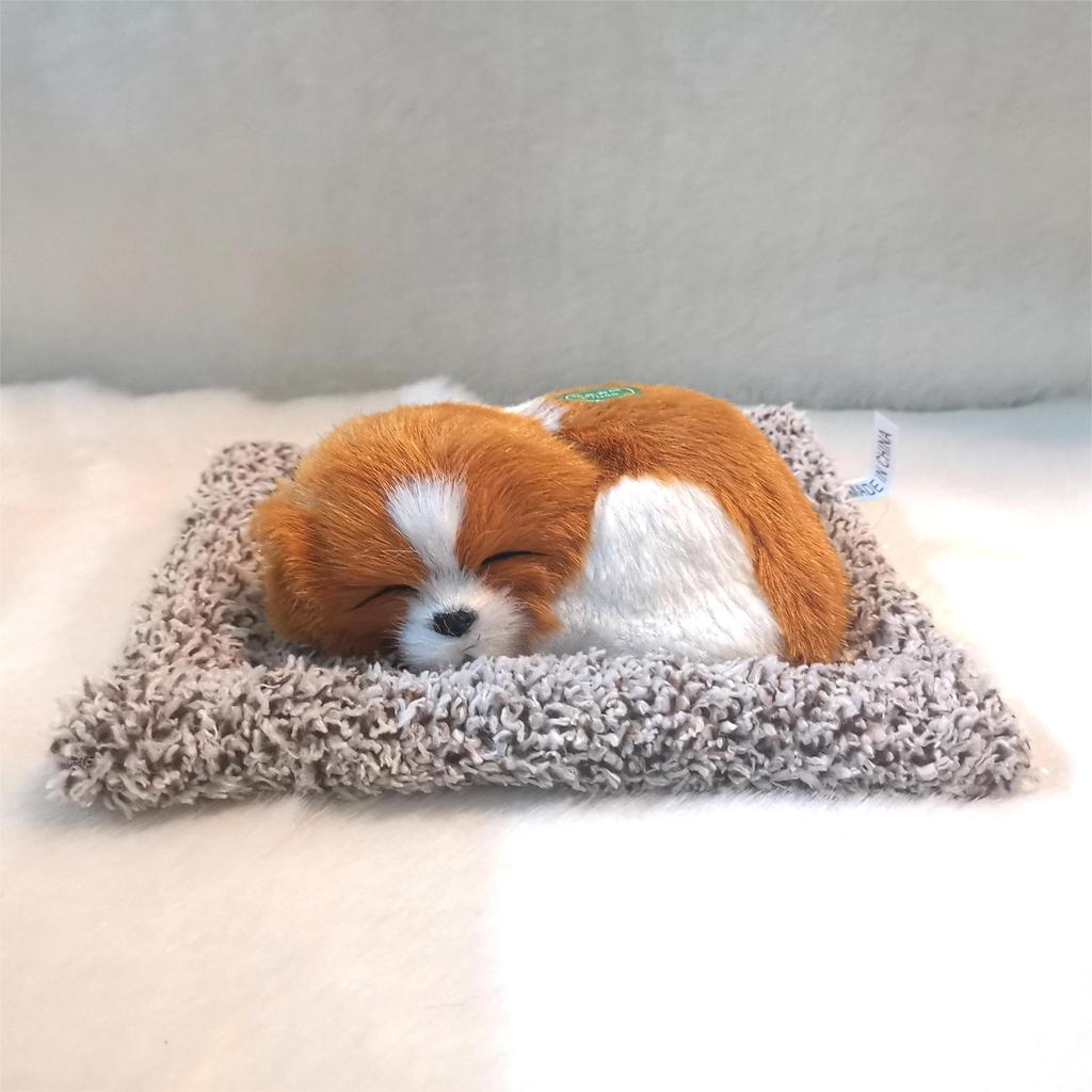 Plush Simulation Dog Toy Sleeping Dog Ornament with Sound Contains Bamboo Charcoal Bags To Purify the Air for Home Decor