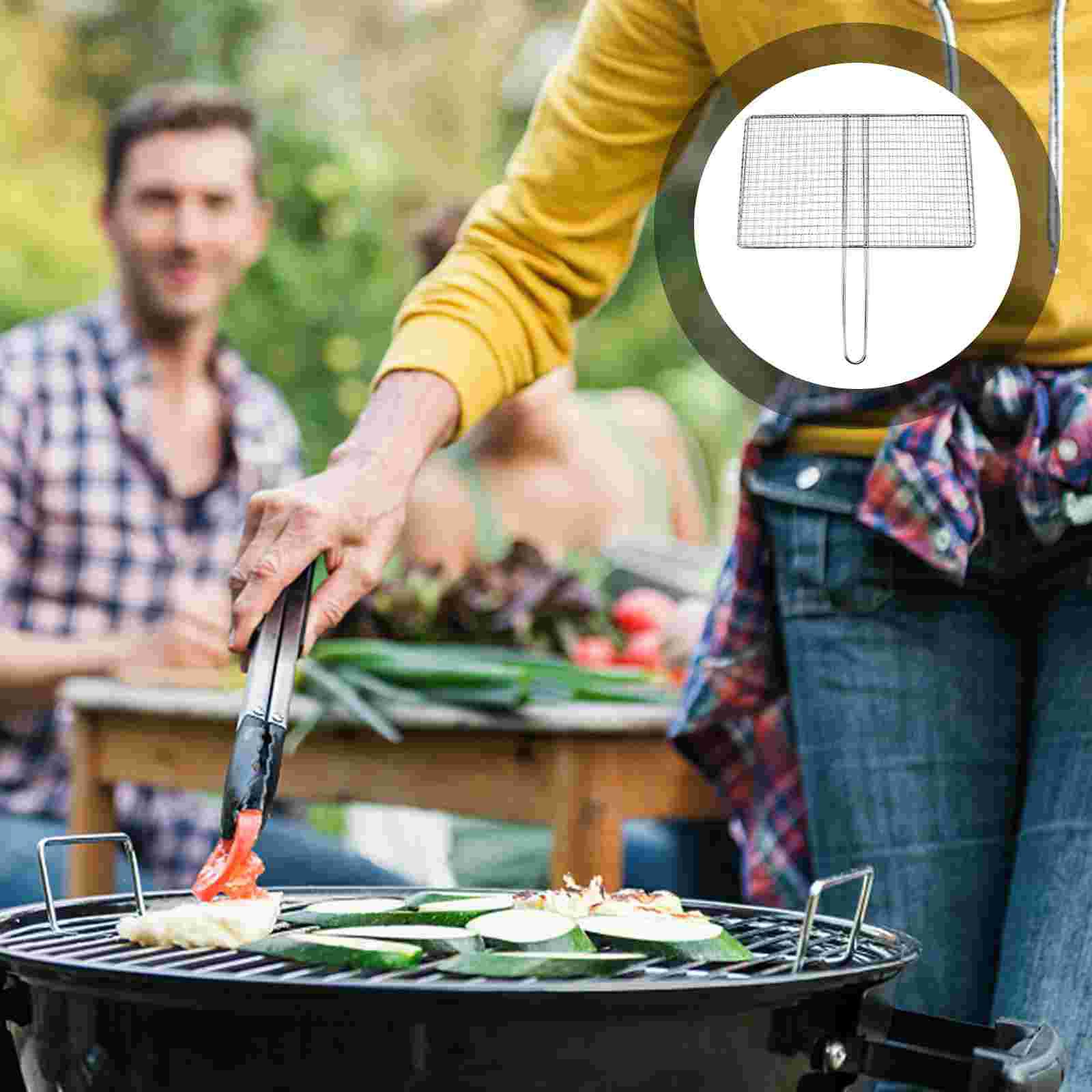 

Stainless Steel Fish Grill Basket with Handle BBQ Grilling Rack for Steak Beef Vegetables Outdoor Camping Barbecue Tool