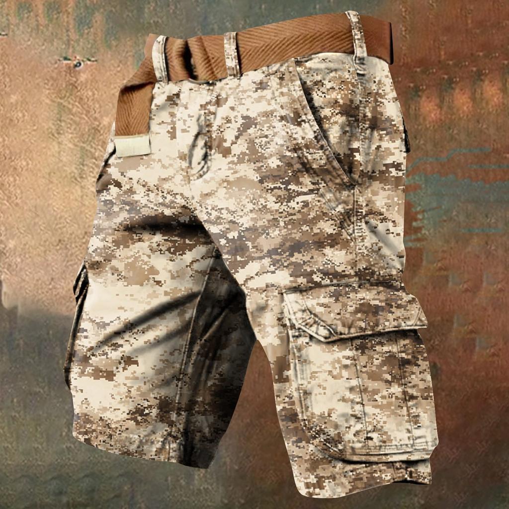 Shorts de travail pour hommes imprimés pour le Jour de l'Indépendance avec poches multiples