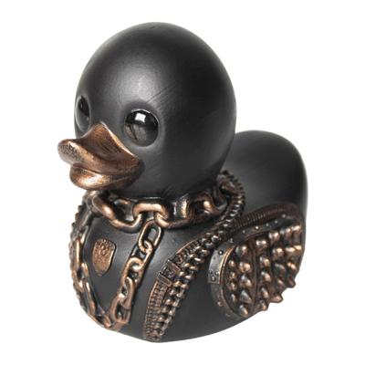 Figurine de canard gothique punk deathrock satanique canard noir statue en résine sculpture maison bureau décoration de bureau ornement de fête d'Halloween