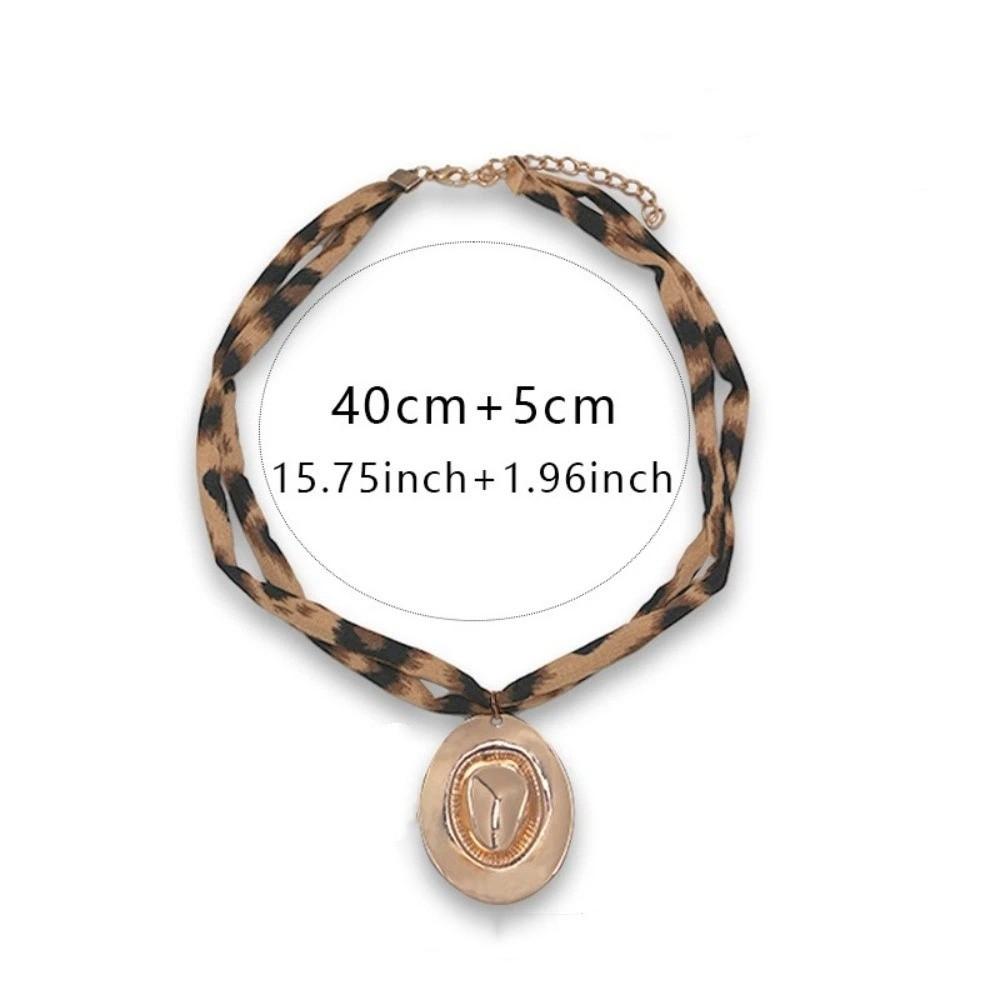 Charm Leopard Choker Bohemia Style Leopard Cloth Strip Necklace Starfish Pendant Necklace  Gift