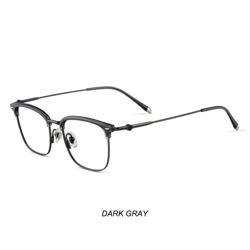 

Ultra-Lightweight Titanium Glasses Frame Men s Retro Eyeglasses Acetate Business Casual Eyewear Elegant Half-Frame Eyeglasses темно-сірий