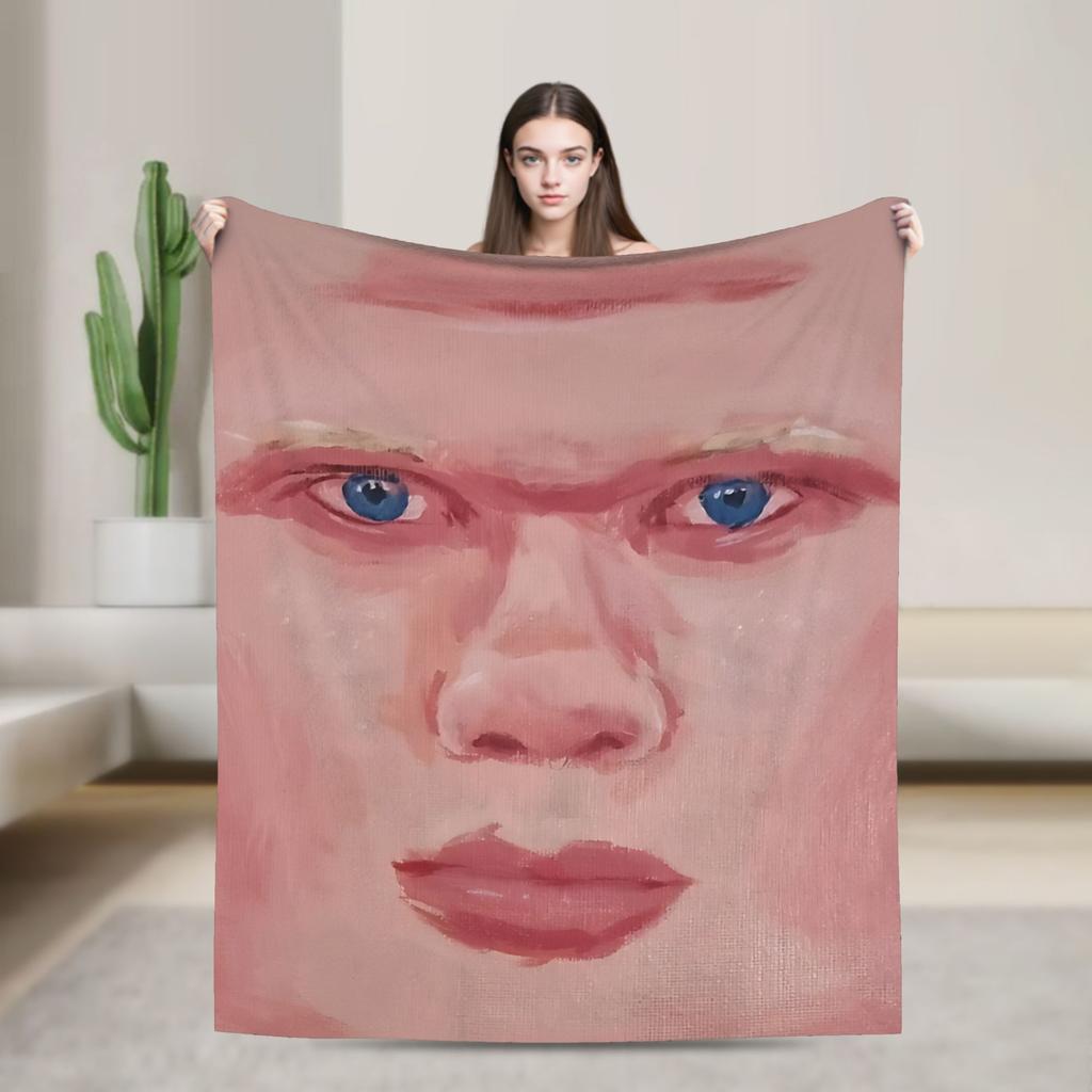 Smug Haalands Face Blanket Soccer Football Fleece Novelty Soft Throw Blankets for Bed Sofa SpringAutumn