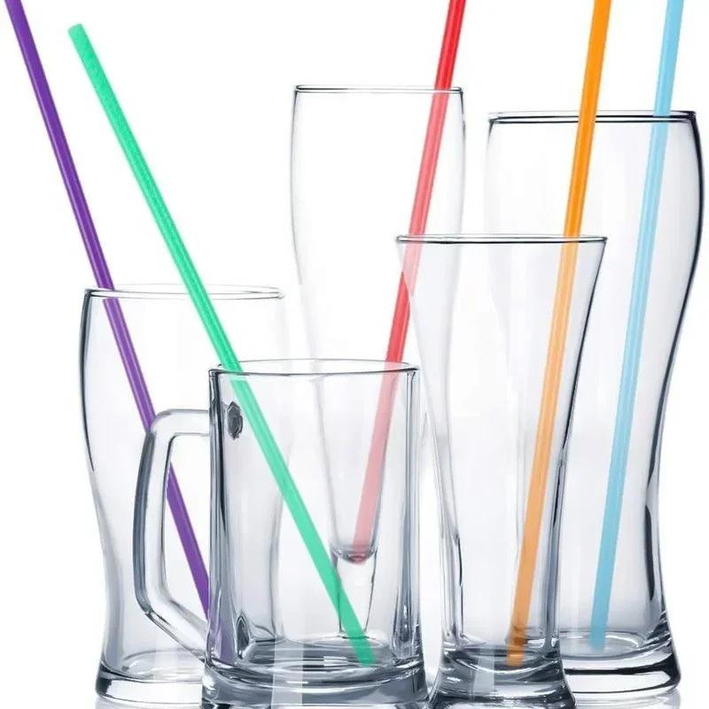 100 Stück Mehrfarbige Einwegstrohhalme Flexible Plastik-Trinkhalme für Milchtee Saft Hochzeitsfeier Bar Küchenzubehör
