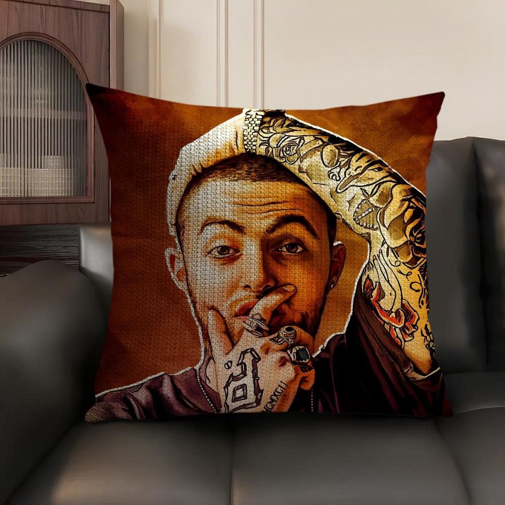M-Mac Millerr Rapper Cushion Cover Natural Linen Organic Fabric Double-Sided Printing Sofa Home Decor Gift Pillow Case