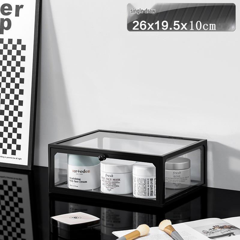 Luxury Glass Cosmetic Organizer - Dustproof Storage for Skincare, Lipsticks, and Masks