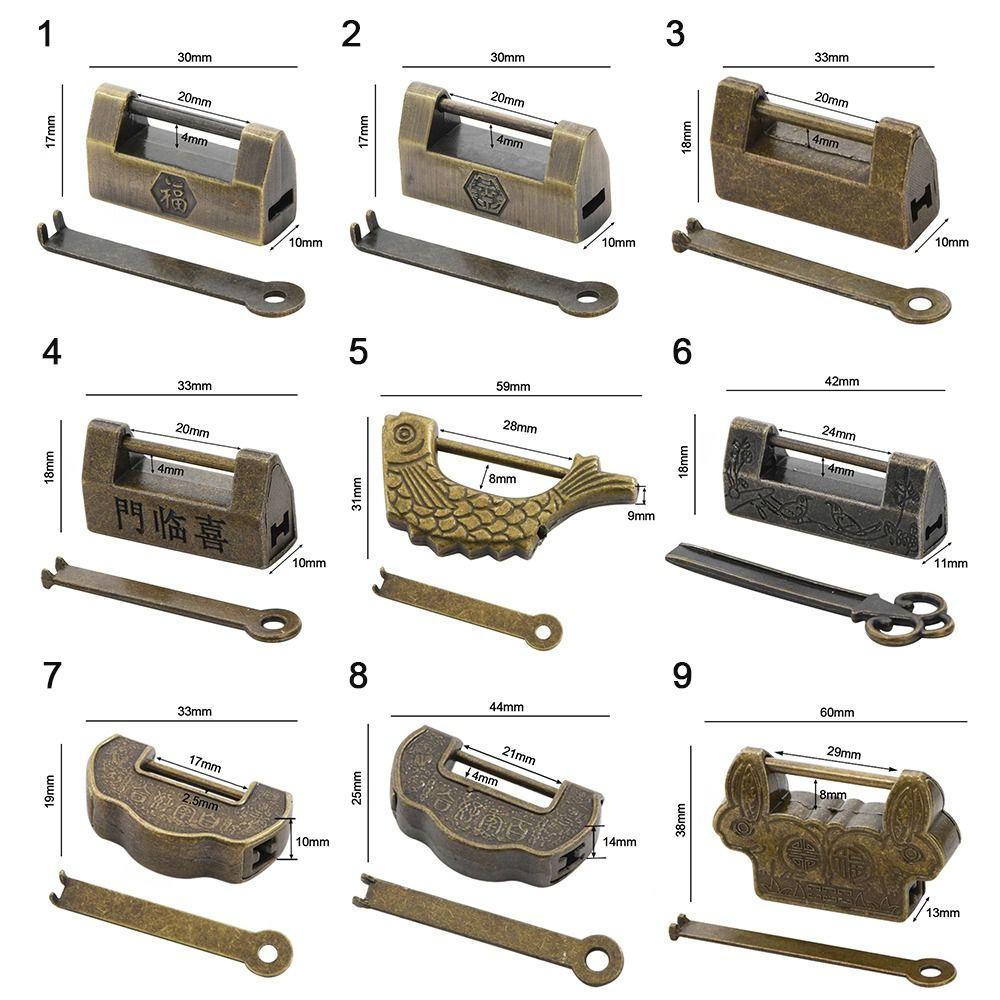 Zinc Alloy Vintage Lock Mini Bronze Lock Decorative Padlock  Wooden Box