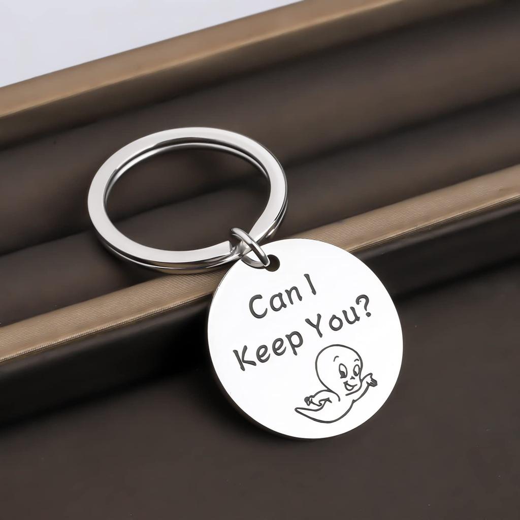 Halloween Ghost Stainless Steel Keychain Can I Keep You Design Cute Cartoon Style Practical Party Backpack Pendant