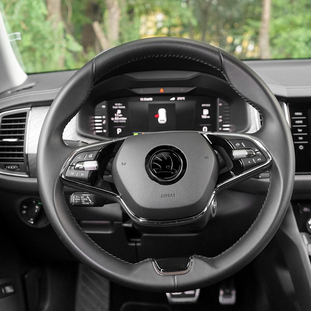 Carbon Fiber Car Steering Wheel Badge Sticker Inner Modified Decal For Skoda Kodiaq Octavia Enyaq Kamiq Scala Rapid Superb Karoq