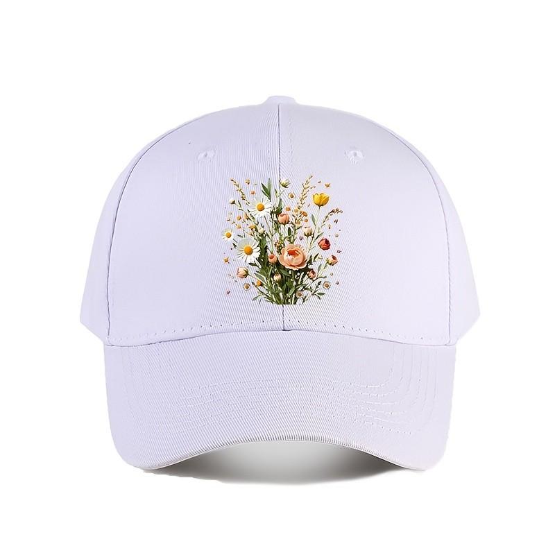Wildflower Bouquet Print Baseball Cap Adjustable Summer Outdoor Casual Sun Protection Hat