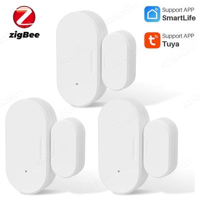 Tuya ZigBee Sensor de porta inteligente para janela Detectores de porta aberta e fechada Sistema de alarme de proteção de segurança residencial inteligente para Alexa Google