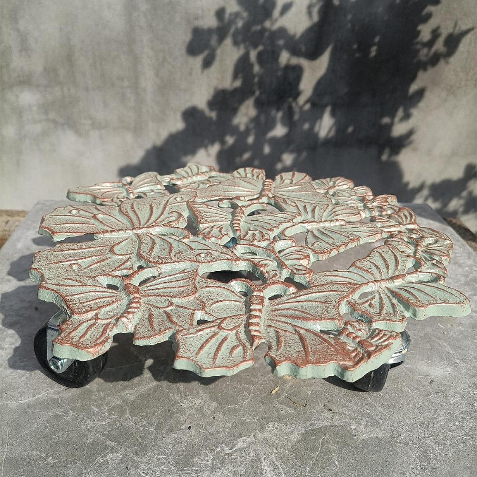 

Подставка для горшков с колесами, декоративный поднос в виде бабочки, тележка для садовых растений на колесах 25cmx25cmx7cm