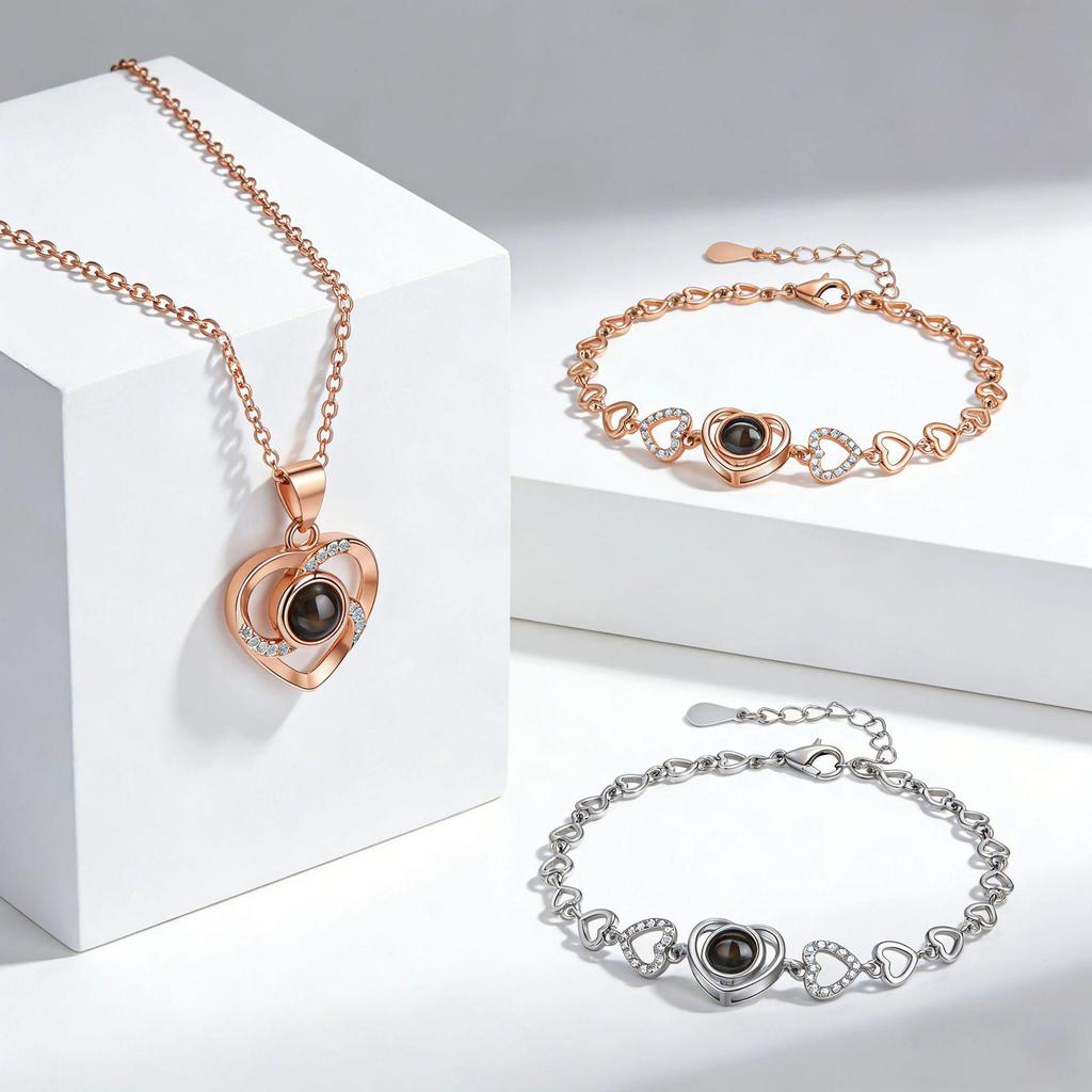 Heißverkaufendes Schmuckset: 100 Sprachen Projektionskette & Armband - Stilvolles & Vielseitiges Geschenk