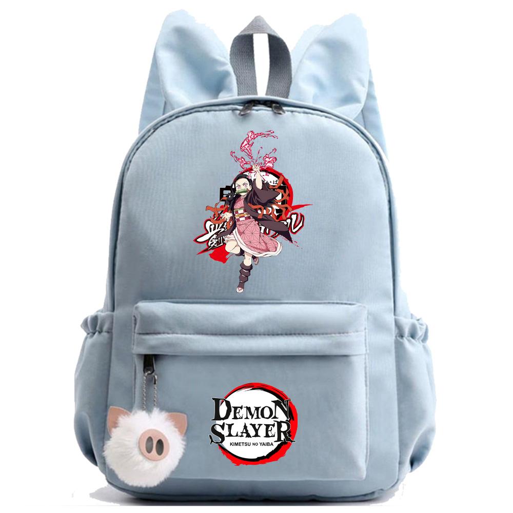 Anime Cartoon Demon Slayer Aufdruck Rucksack für Teenager Kinder Schüler Schultasche Mädchen Damen Große Kapazität Wasserdicht Reisetasche Geschenk Mochila