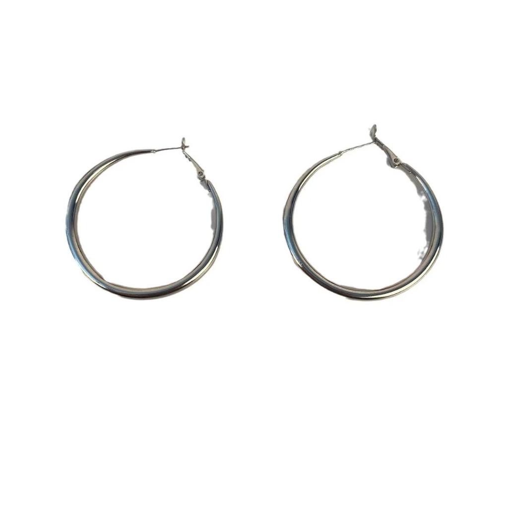 Harajuku Style Large Hoop Earrings with Korean Metal Spray and S925 Silver Needle