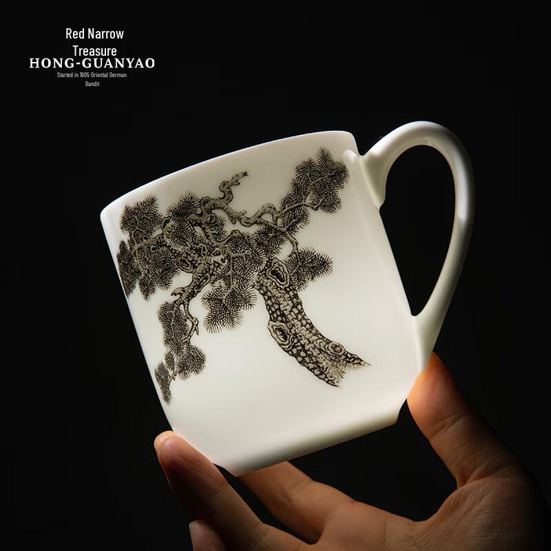 Hong Guanyao Liling Porzellan-Teetasse mit Deckel - Gao Feng Liang Jie (450ml)