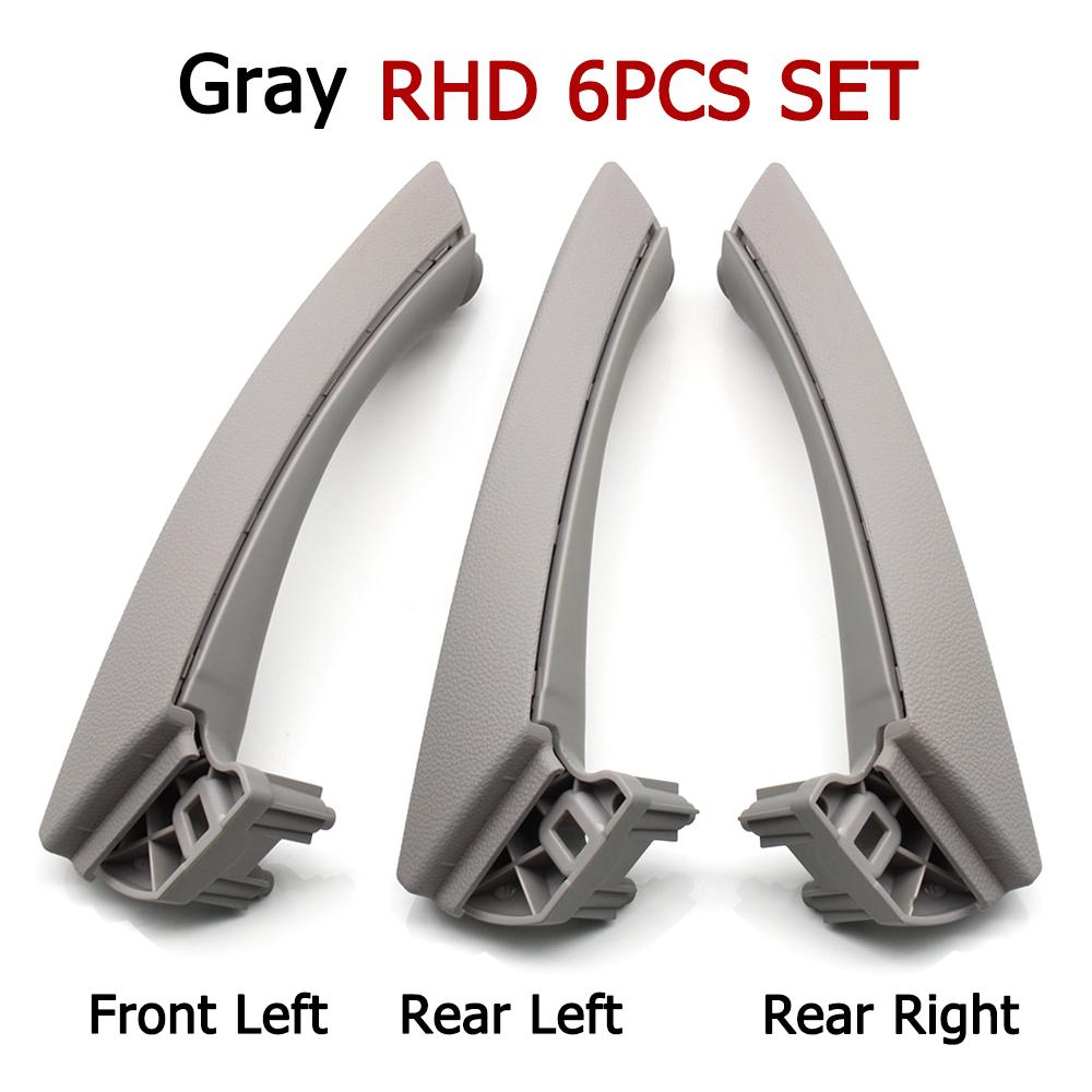 

6PCS Full Set LHD RHD Passenger Interior Door Pull Handle Cover Trim For BMW 3 Series E90 E91 E92 316 318 320 325 328i 2004-2012 RHD Set Gray