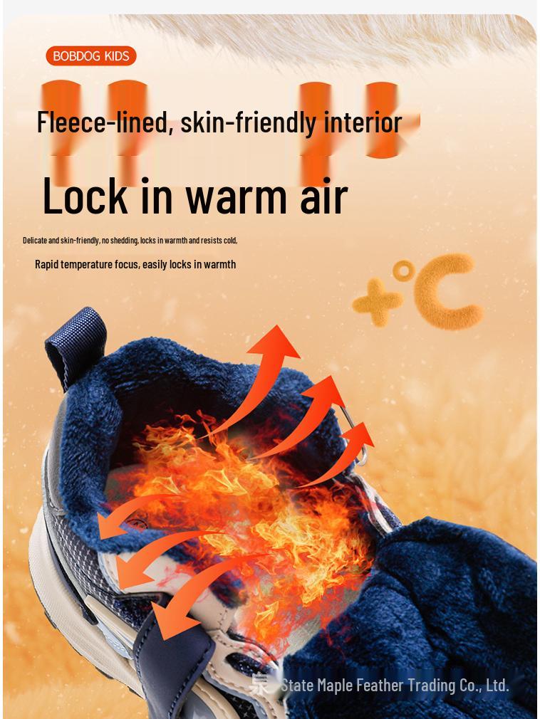 Babudou Kids' Sports Shoes 2025: Non-Slip, Plus Velvet, Autumn/Winter Running Shoes for Boys