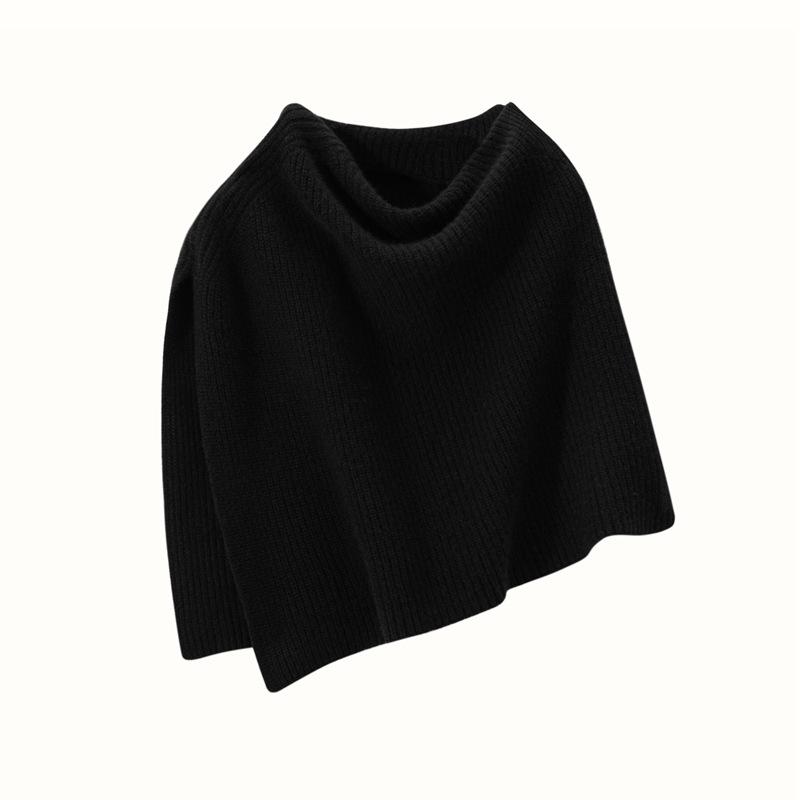 Women's Cashmere Wool Pullover Shawl - Autumn/Winter Coin Stitch Double-Strand Thick Knit