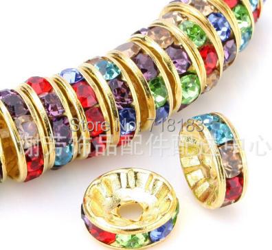 100 sztuk 4/6/8/10mm Metalowe Koraliki Kryształowe Cyrkonie Rondelle Koraliki Dystansowe Do Tworzenia Biżuterii Bransoletka Naszyjnik Akcesoria DIY