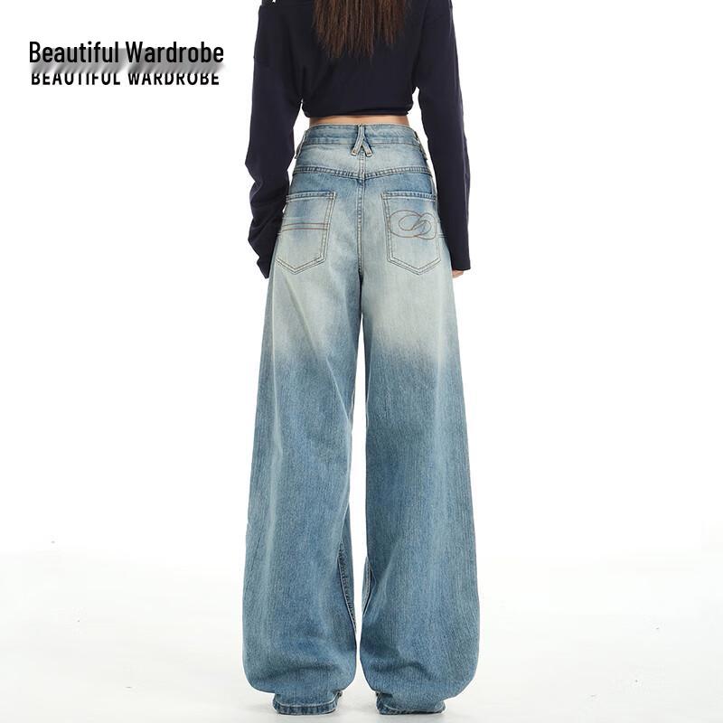 Women's American Retro Washed Loose Wide-Leg Jeans