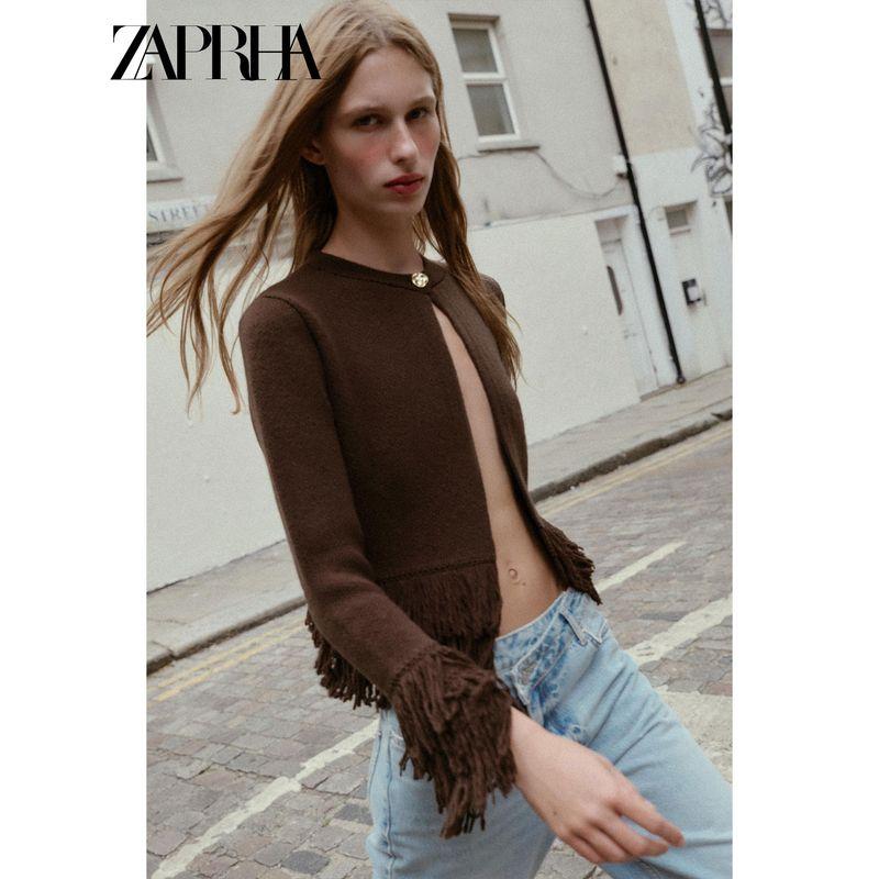 Zaprha 2025 Autumn New Unique Beautiful Tassel Button Knitted Outerwear Women Cardigan All-Match 6427109