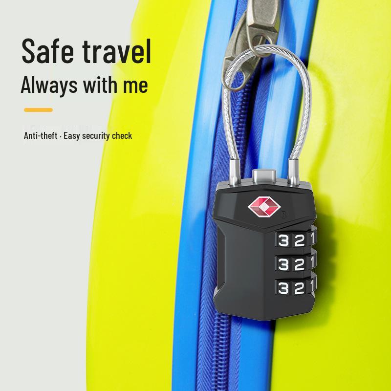 TSA-Approved Zinc Alloy Travel Cable Padlock with 3-Digit Combination