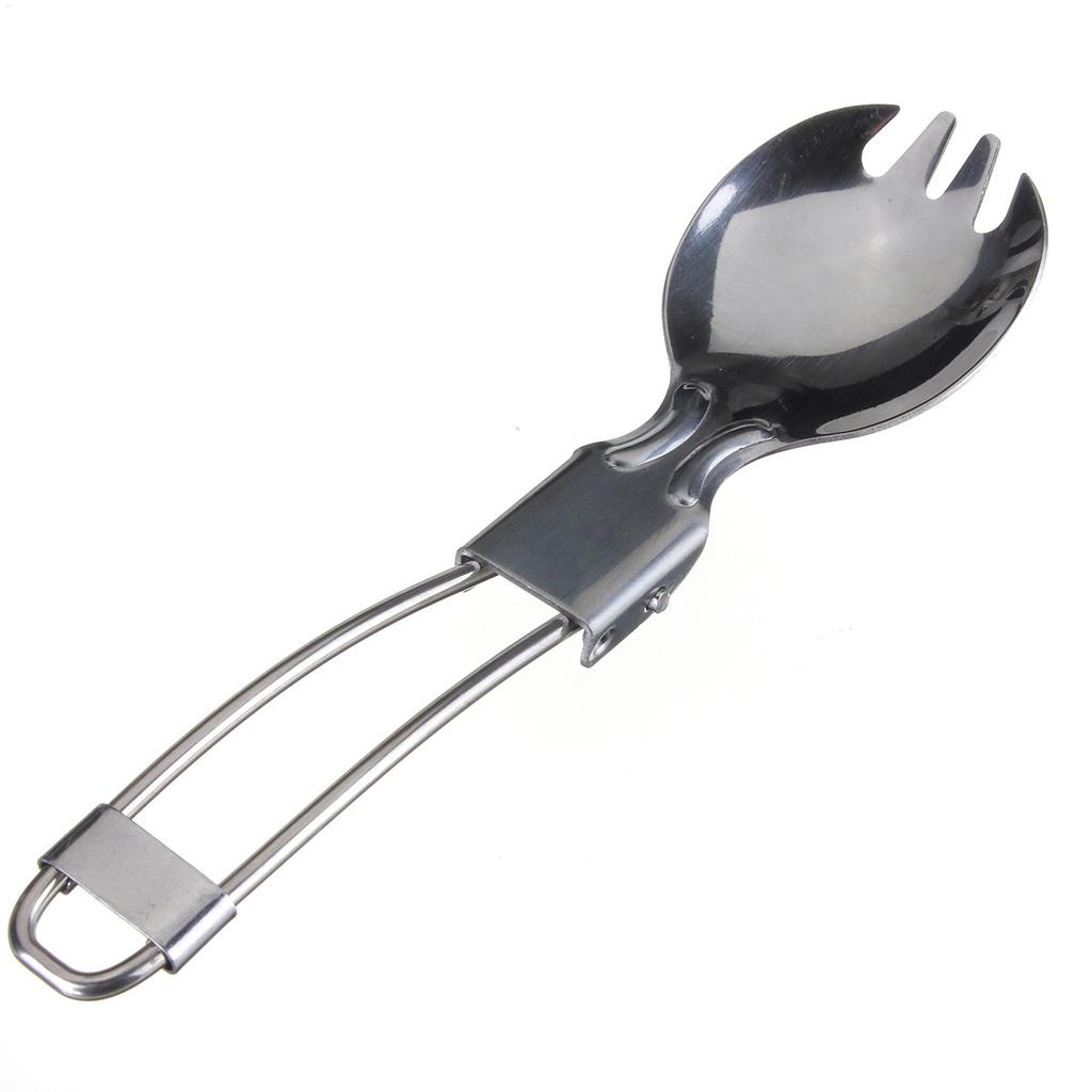 Camping hiking cookout picnic foldable spork stainless steel fork spoon fashion#