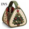 Holiday Decorative Tote DIY Quilted Christmas Basket Kit, Character Plaid Fabric Carry Tabletop Ornament Holder Craft Set, Storage Sewing Project,