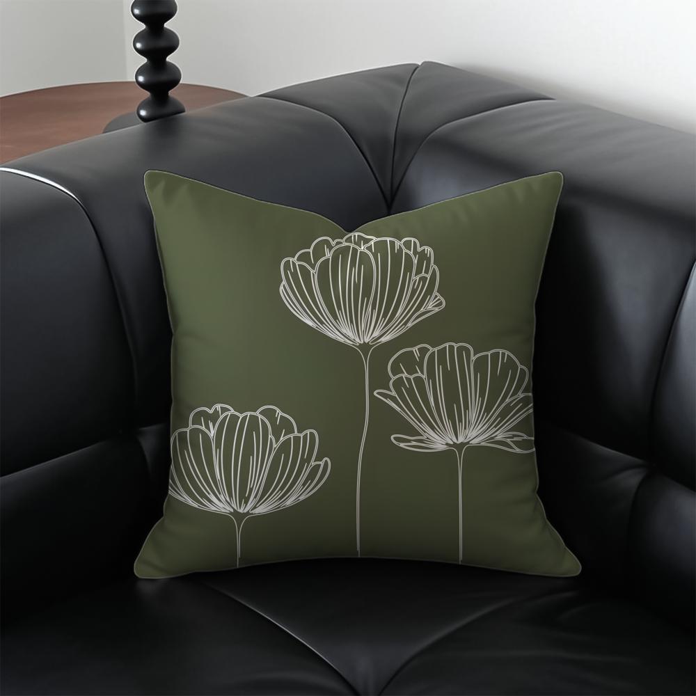 Solid Color Flowers Cushion Cover Pillow Case Anti-Dustmite Invisible Zipper Silky Plush Cushion