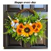 Artificial Sunflower Wreath Front Door Decoration Rustic Farmhouse Style Wall Hanging Floral Ring