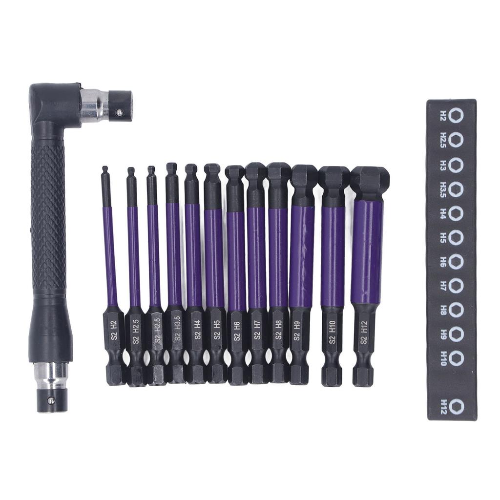 13PCS Set Hex Ball Bit Set 1/4  Alloy Steel Ball End Hex  Screwdriver Drill Bit