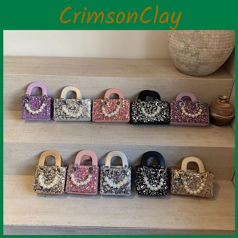 Style Korean Fashion Glitter Girls Shoulder  Sweet Pearl Crossbody Mini