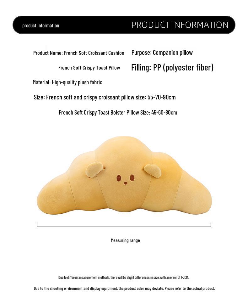 Cute Toast Bread Pillow: Soft Plush Lumbar Support