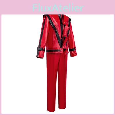Michael Jackson Cosplay Costume Red Leather Jacket And Pants For Stage Performers