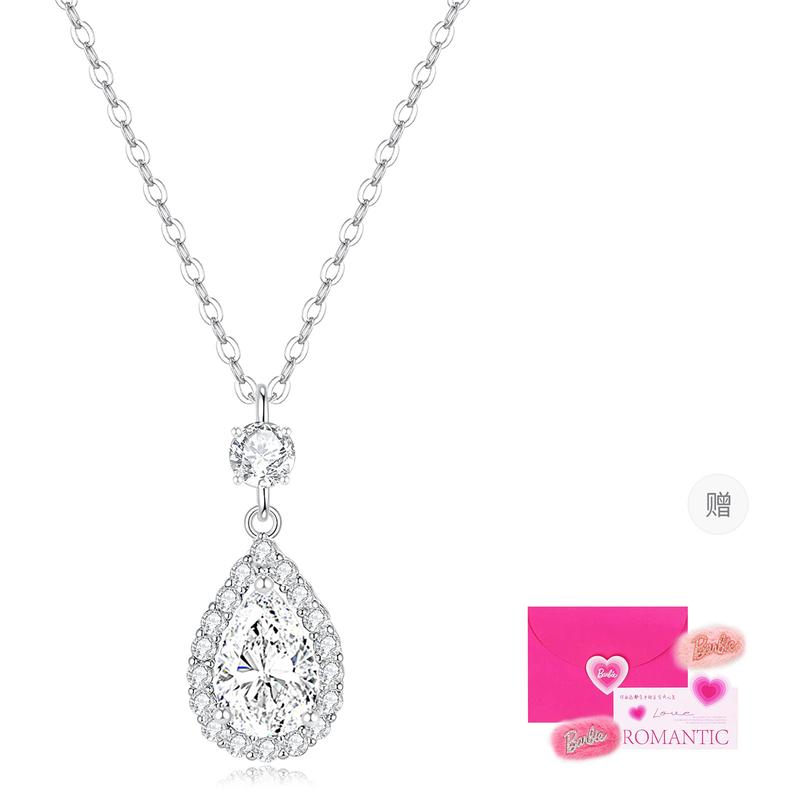 Barbie crystal necklace [Explosive teardrop ice flower cut blue tears limited edition]  exquisite full diamond water drop pendant TX2601009 синий