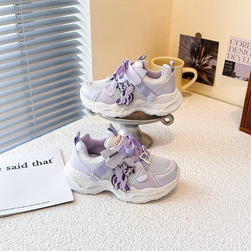 Children's double net cute sneakers 2025 spring new girls cartoon sneakers children's breathable dad shoes