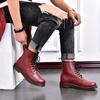 High Top Men's Shoes Classic Leather Boots Fashion Black Ankle Boots Outdoor Motorcycle Breathable Boots Women's Boot Size
