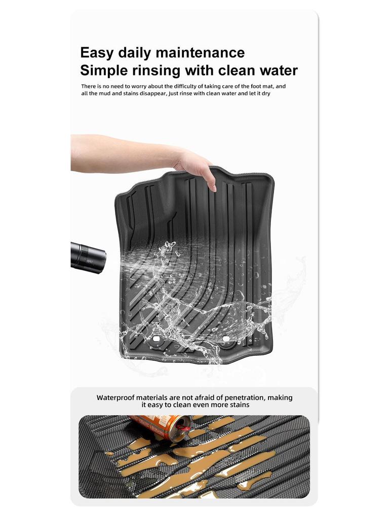 Stain-Resistant TPE Floor & Rear Bed Mats for 2004-2024 Toyota Tacoma