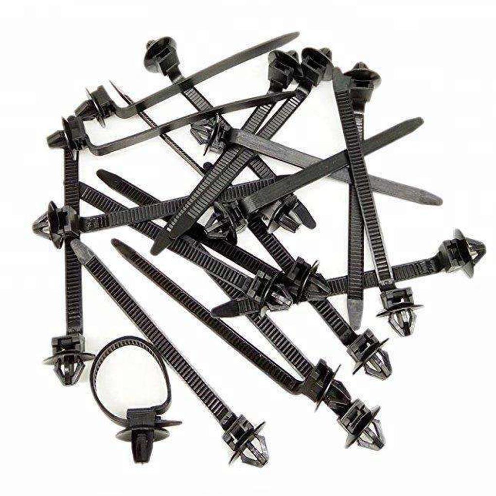 100pcs Nylon Cable Tie Wrap Fixed Fastener Clips Cars Mount Wire Tie Clip Car Hose Fastening Zip Strap Kit