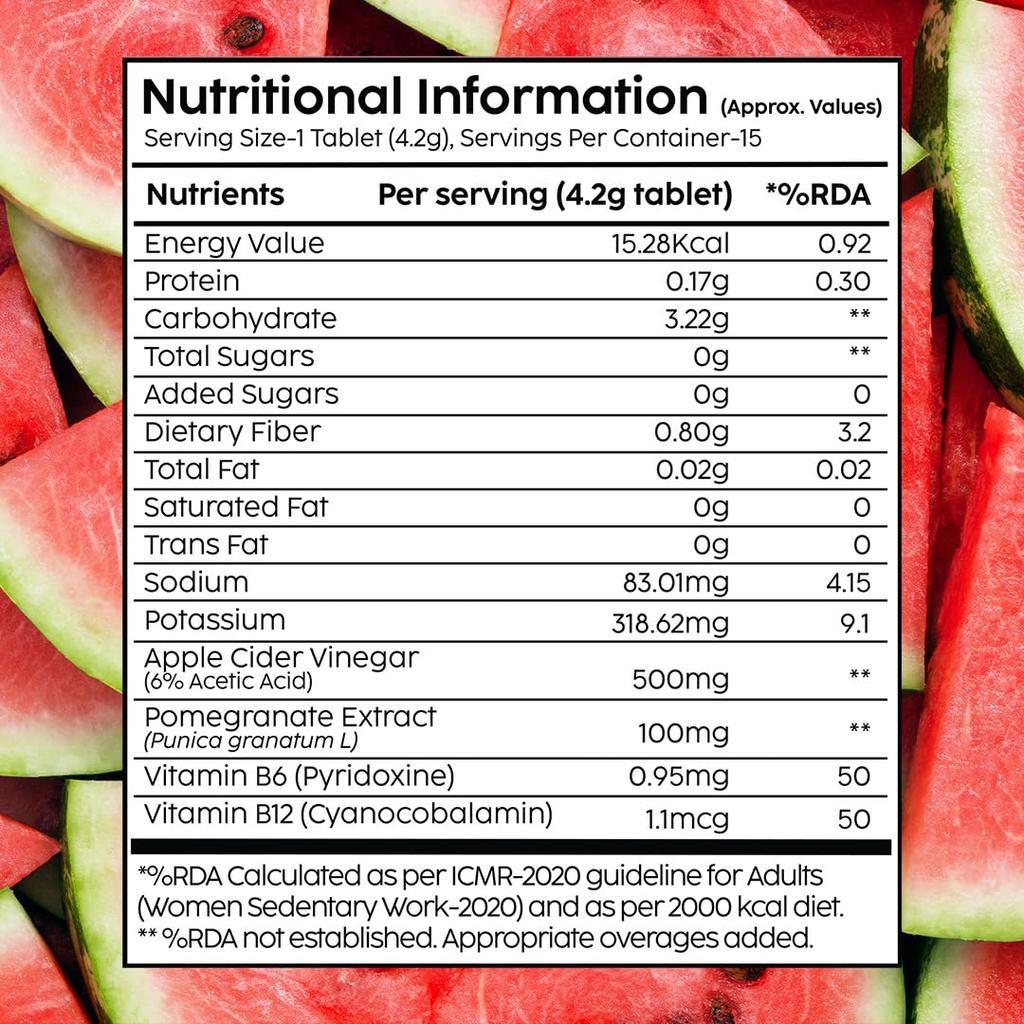 The Plant Fix Apple Cider Vinegar Effervescent Tablets With Mother Watermelon Flavor No Added Sugar 15 Tablets X Pack Of 4