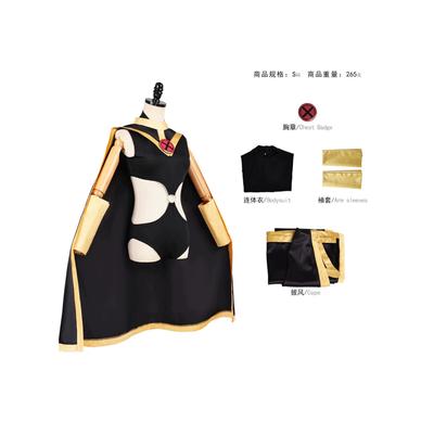 X War Police Storm Girl Cos Clothing Black and Gold Cape Jumpsuit for Halloween Cosplay Cosplay