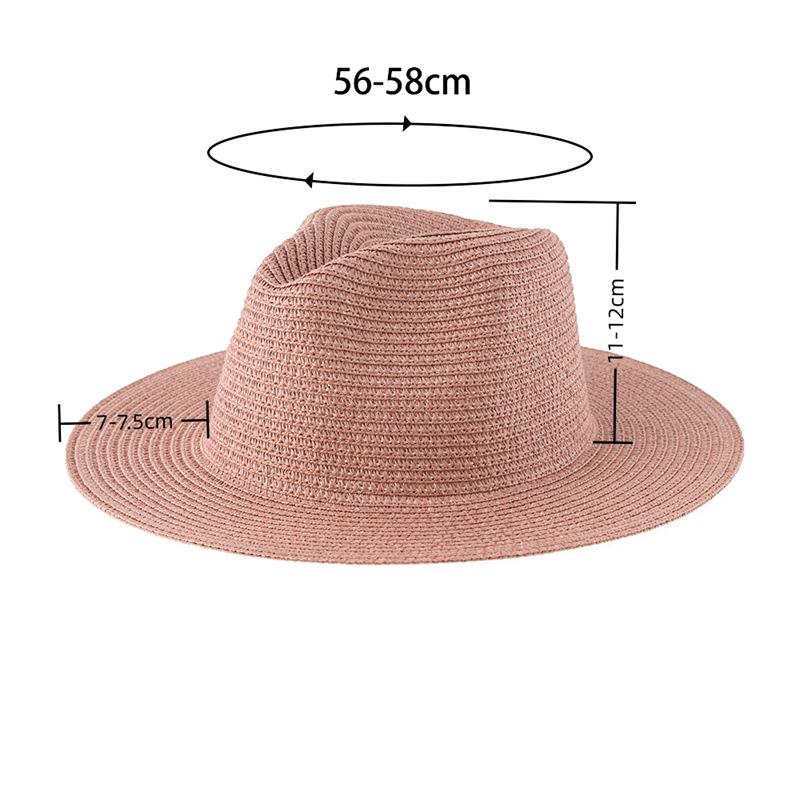 Women's Jazz Straw Hat with Wide Brim - European & American Style Panama Sunshade Fedora