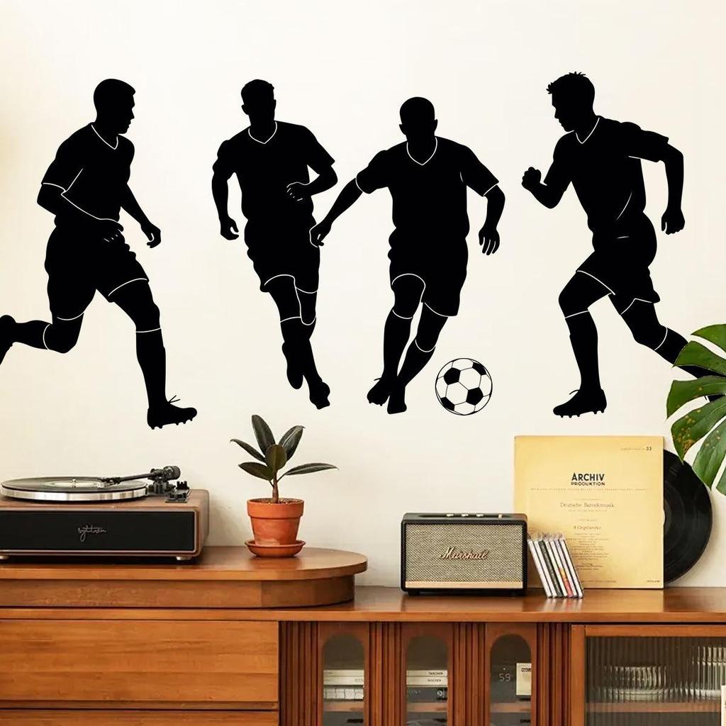 World Cup Football Player Silhouette Electrostatic Window Stickers for Event Decor